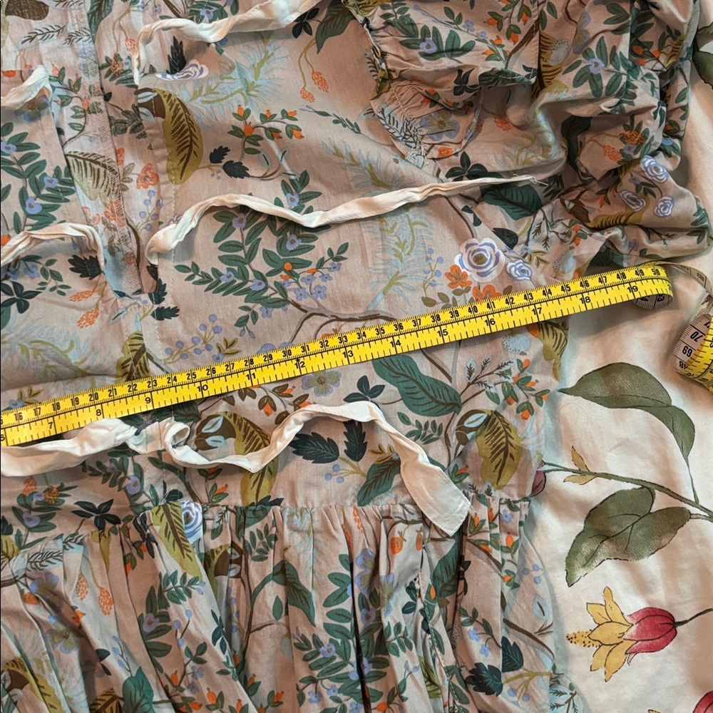 entro Cream Floral Tie-Front Midi Dress with Green and Yellow Print - Picture 7 of 7